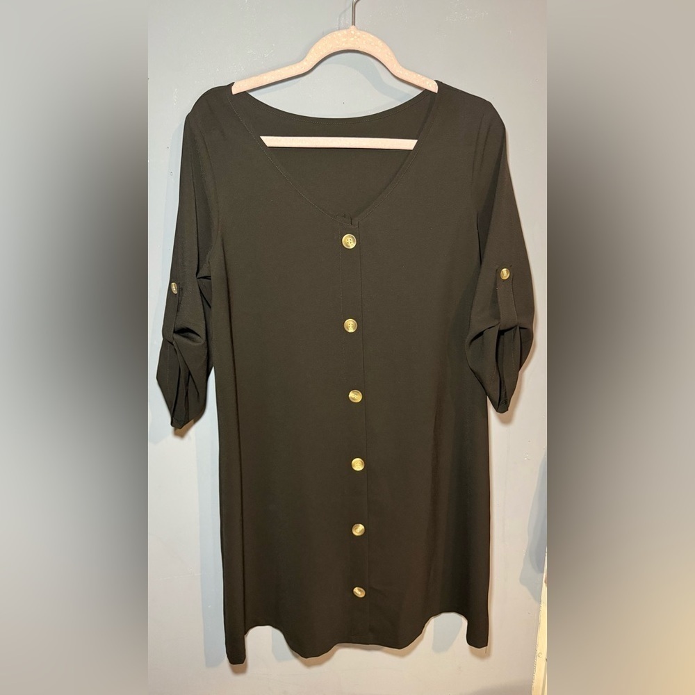 Elegant Black Button-Down Women's Top, small